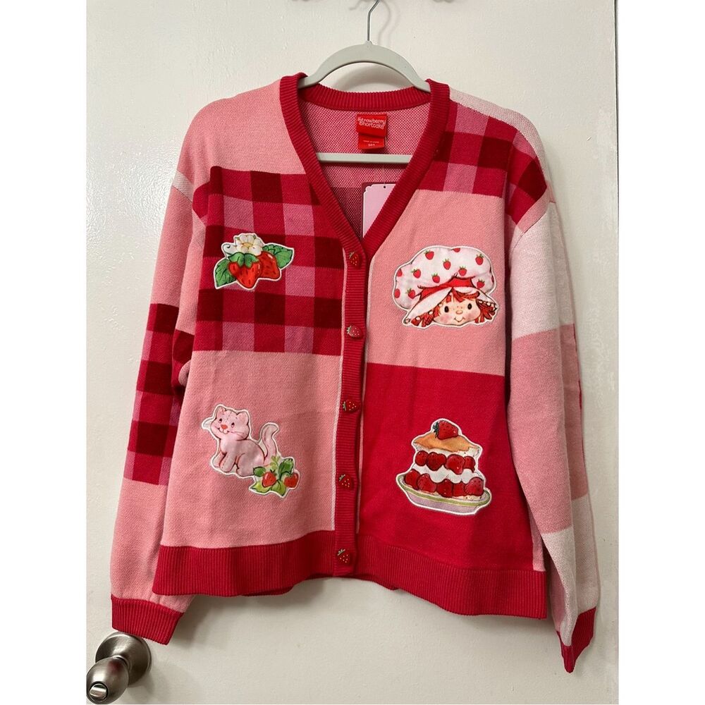 Strawberry Shortcake Gingham Patchwork Cardigan S… - image 1